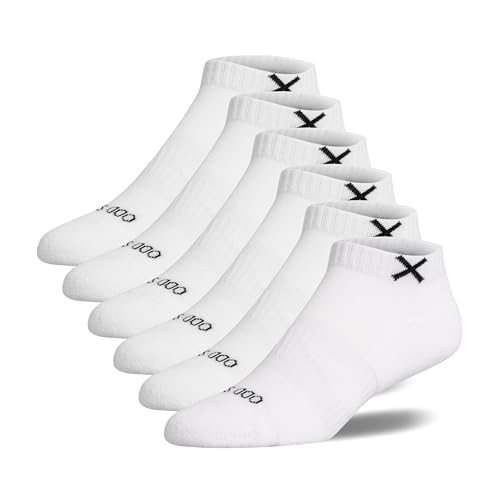 Odd Sox Basix - Mens Ankle Socks White 6-Pack | Breathable Cushioned Everyday Comfort Premium Cotton Blend