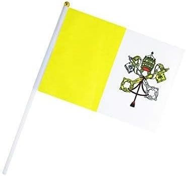 10 Pack Vatican Flags on Stick 5x8 Inch,Patriotic Decorations,Classroom Decor,Small Mini Flags on Sticks,Flag Decorations for Party. image 3