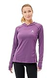 HMILES Damen UPF Langarm Sport Shirt Leichtes Fitness Hooded T-Shirts Schnelltrocknend UV Schutz Laufshirt Pullover Wandershirt Training Top mit Daumenlöcher Traube lila XL