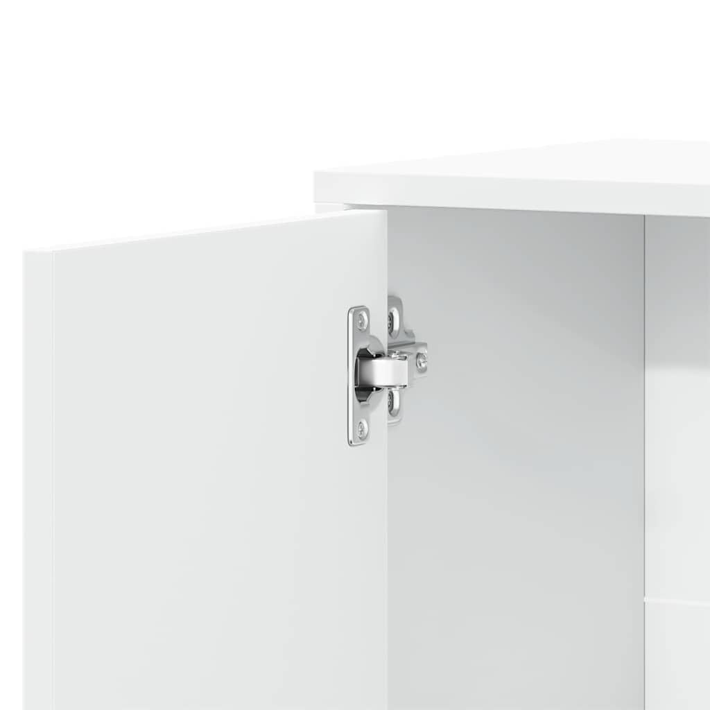 Aparador blanco de 60 cm de ancho de madera, armario blanco 60 x 31 x 70 cm con práctico espacio de almacenamiento, aparador 70 alto en diseño moderno