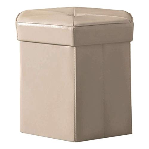 XLEVE Sofá Taburete, los hogares Pueden Sentarse Caja de Almacenamiento Sofá Banco Cambio Zapatos Bajos Taburete Plegable Hexagonal de la PU de Almacenamiento de Las heces (Color : A)