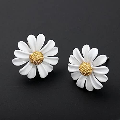 CXWK Style coréen Mignon Petite Marguerite Fleur Boucles d'oreilles pour Femmes Filles Douce déclaration asymétrique Boucle d'oreille fête Bijoux Cadeaux Cover