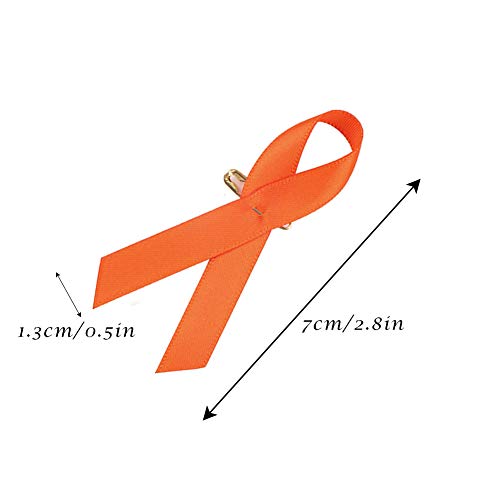 Orange Satin Awareness Ribbons, Zosenda 50 Pcs Pre-Formed Orange Fabric Ribbons With Safety Pins (Already Attached) #TOP1