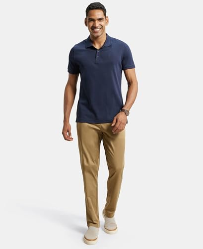 Image of Jockey IM26 Men's Super Combed Cotton Rich Elastane Stretch Woven Fabric Slim Fit All Day Pants with Side Pockets
