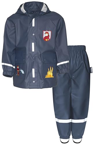 Playshoes Unisex Kinder Regen-Set Regenhose Regenanzug, Feuerwehr Bund, 92 cm (2er Pack)