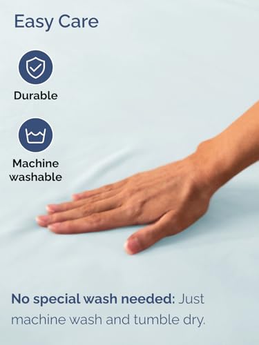Image of Extra Deep Full Fitted Sheet - Single Fitted Sheet Only - Ice Blue | Easily Fits 18 inch to 24 inch Mattress, Soft, Wrinkle Free, Breathable & Comfy, Extra Deep Pockets Hotel Luxury Fitted Sheet