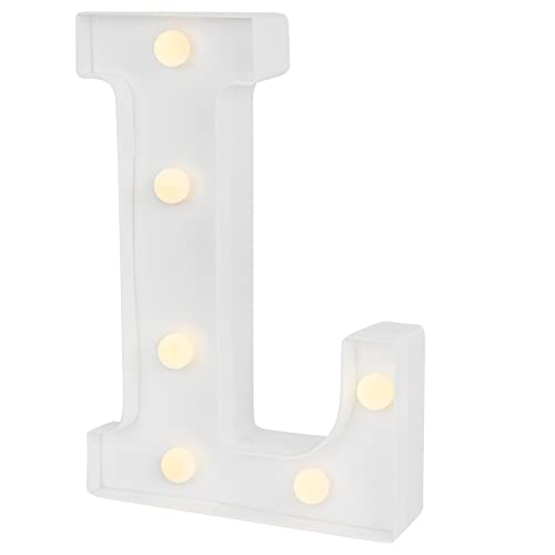 Image of Restaurantware Illumify 5.9 x 1.2 x 8.7 Inch Light Up Letter 1 Durable Marquee LED Light - Letter L Touchproof White Plastic Party Light Keyhole Slot For Parties Weddings Or Special Events