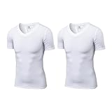 UNeedVog 2pack Men's Compression Shirts V-Neck Short Sleeve Athletic T-Shirt Outdoor Running Quick Dry