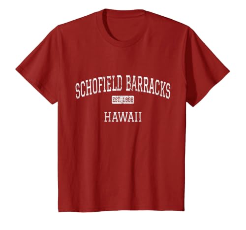 Schofield Barracks Hawaii HI Vintage T-Shirt, Youth, Cranberry Red, X-Small