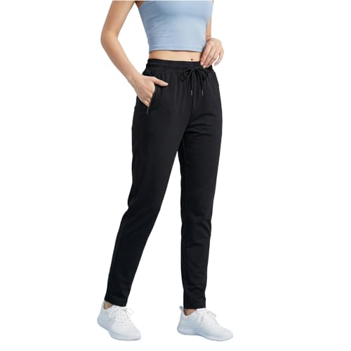 Comfys Stretch Active Pants for Women Over 50 – Fit All Body Types,Ice Silk, Quick Drying,Breathable (Black-Straight,Medium)