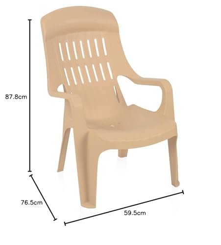 Image of Nilkamal Weekender Plastic Mid Back with Arm Chair | Chairs for Home| Dining Room| Bedroom| Kitchen| Living Room| Office - Outdoor - Garden | Dust Free |100% Polypropylene Stackable Chairs | Set of 4