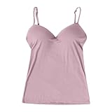 Damen Unterhemd BH-Hemd Basic V-Ausschnitt BH Tank Tops mit Integriertem BH Verstellbarer Camisole...