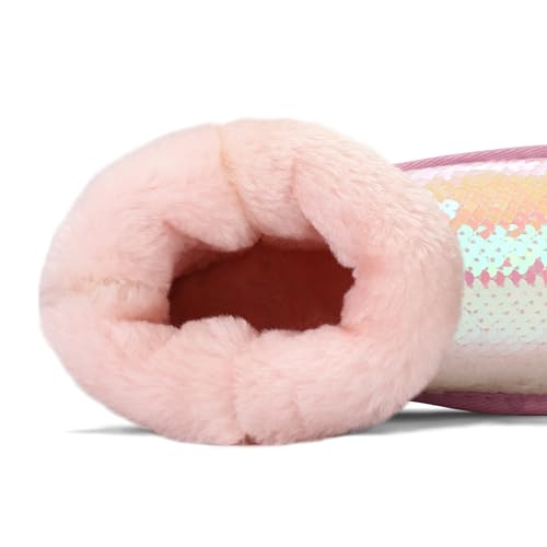 K KomForme Girls Winter Boots Sparkle Sequins Warm Snow Shoes Fur Lined Lightweight Comfy (Toddler/Little Kids/Big Kids)2