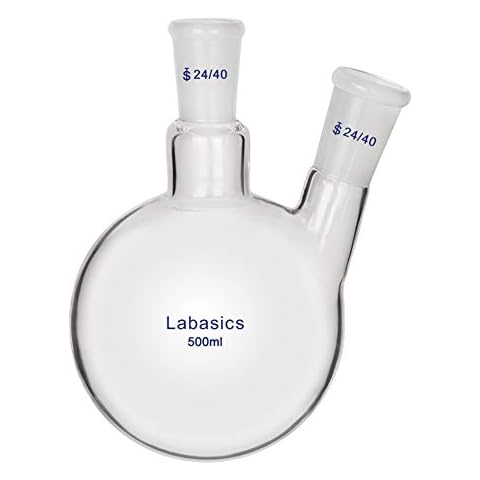 Matraz de Fondo Redondo Labasics 500ml con 2 Cuellos de Ángulos Cover
