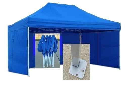 Bastionshop Tente de marché - 3 x 3 m - État de marché - Pliable - Gazebo - Étanche - Avec protection UV - Bleue