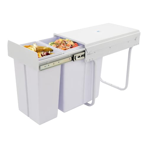 Caneca de basura extraíble bajo gabinete, 20L+10L, rectangular