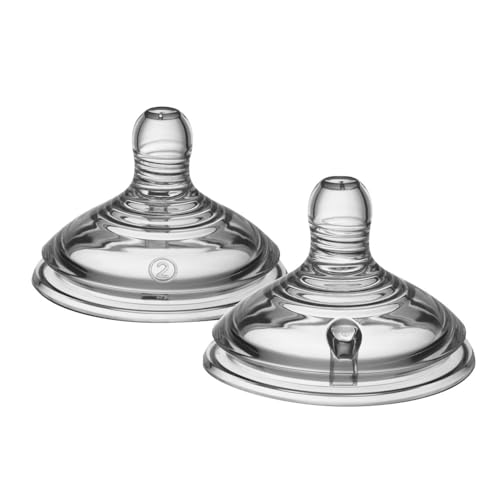 Tommee Tippee Natural Start Baby Bottle Teats Medium Flow for 3m+ Pack of 2 Breast-Like Teats for a Natural Latch with Anti-Colic Valve and BPA Free Soft Silicone