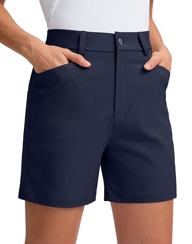 G Gradual 5 Womens Golf Shorts Stretchy Lightweight Outdoor Hiking Shorts with Pockets Shorts for Women Casual Summer Navy Blue Medium