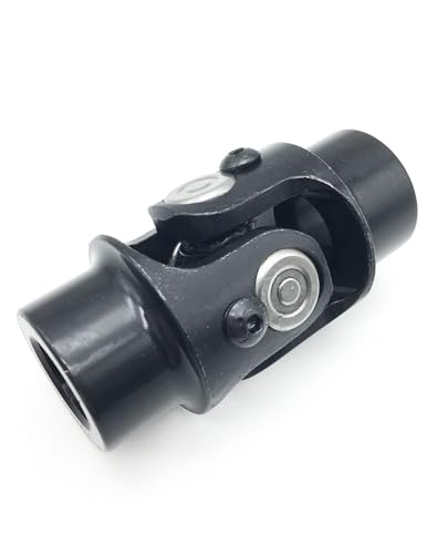 Ensun 3/4 Round x 3/4 Round Black Single Steering Shaft Universal U Joint Maximum Working Angle 35° Degree, Total Length 83mm (3-1/4 Inch)