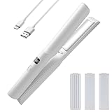 Cordless Hair Straightener, 3 in 1 Ceramic Flat Iron and Curler with 3 Types, White Mini Portable Travel Rechargeable Hair Straighteners and Curler for Women