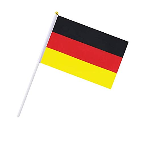 Petits Drapeaux Allemagne à Main - Lot De 10 - 14x21 Cm Avec Baguette - Pour Événements Sportifs, Fêtes