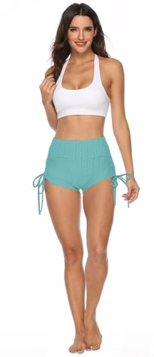 Image of Shasmi Women's Workout Yoga Shorts, High Waisted Drawstring Scrunch Booty Shorts Ruched Butt Lift Athletic Running Tights (Shorty 76)
