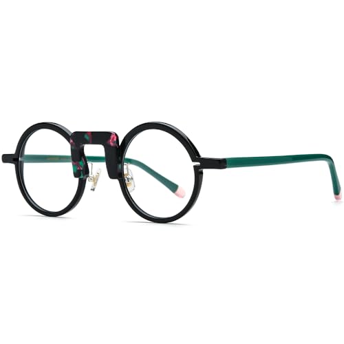 Image of HEPIDEM Multicolor Acetate Glasses Frame Men Women Round Eyeglasses Optical Spectacles 9377