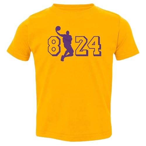 Mamba Forever Tribute - 8 & 24 Basketball Legend Toddler T-Shirt (Gold, 2T)