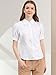 Allegra K Women's Work Office Button Down Shirt Puff Sleeve Collared Short Sleeve Fashion Top Medium Whites