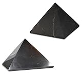 Shungite World 2 pcs Authentic Shungite Pyramids Set 120 mm / 4.72' Polished and Unpolished Real Shungite Stones Crystal Pyramid Home Protection Room Office Desk Decor Authentic Black Crystals