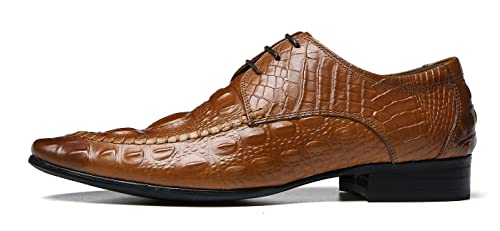 Men's Oxfords Formal Dress Classic Lace-up Wingtip Crocodile Texture Derby Genuine Leather Fashion Comfortable Shoes Buinsess Casual Prom Wedding Tuxedo Shoes for Men2