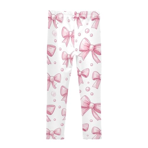 Wusikd Pink Bows 4 Girls' Leggings Toddler Doodles Kids Yoga Pants Dance Active Tights 4T2