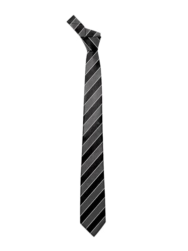 Image of BLACKSMITH Black & Grey Stripe Neck Tie for Office Wear, Formal Ties for Men - 3 inch Smart Width Necktie