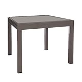 LOLAhome Mesa de jardín Extensible Stella de Aluminio Taupe de 90x90x74 cm