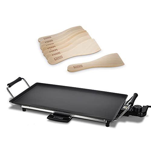 Price comparison product image LIVIVO Teppanyaki Grill Large Solid Electric 2kW Griddle with Wooden Spatulas for Fun and Healthy Tabletop Dining (Large)