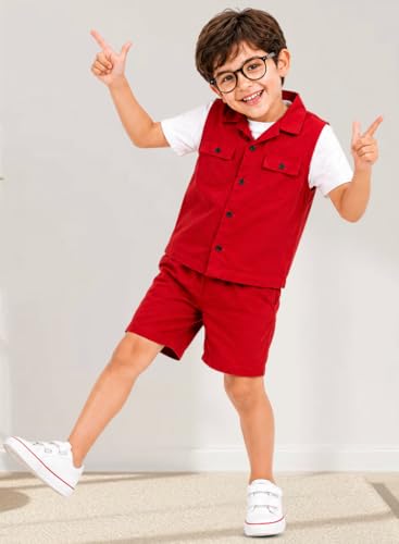 Image of 3BROS Kids Cotton Shirt Shorts Set for Boys Kids Clothing /Boys Clothing Set (Party /Festive) Wear