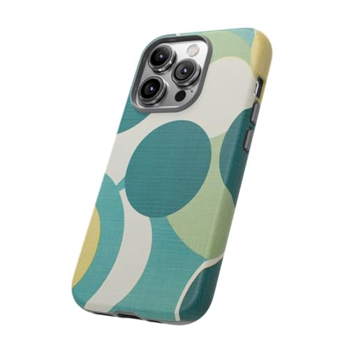 Coque mate anti-choc iPhone 14 Pro rigide cercles bleu jaune - 2