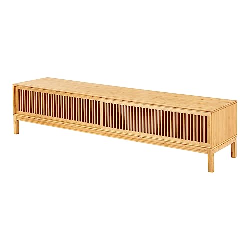 Meuble TV bambou scandinave 140 cm portes [en.casa]