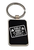 Lauthings Oslo - Sello de pasaporte para aeropuerto de Noruega, llavero de vidrio negro, llavero personalizado