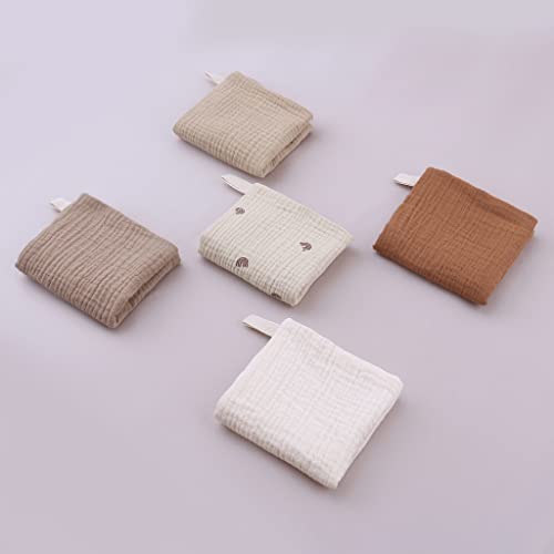 Image of 5 Pcs Towel Baby Face Cloth Baby Bath Towel Handkerchief Cotton Burp Cloth Soft Absorbent Gauze Kindergarten Washcloth, As Pic Shows