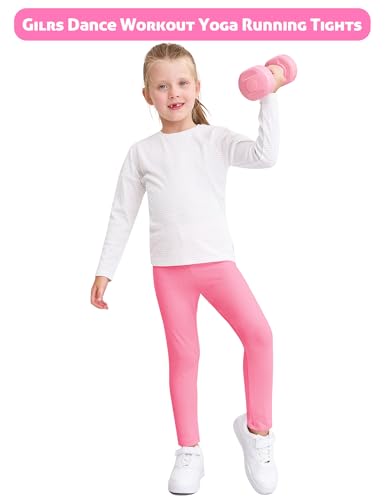 Girls Leggings 4 Pack Cotton Full Length Kids Teens Pants Toddler Footless Pull On Athletic Bottoms3