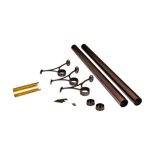 OUTWATER 2' Diameter x 6' Bar Foot Rail Kit - Complete Undercounter Mount Hardware and Tubing, Antique Copper Finish