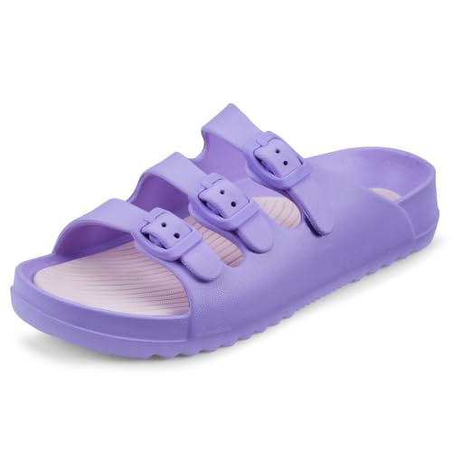 DOCTOR EXTRA SOFT Women’s EVA Slide Slip-On with Adjustable Triple Buckle Straps Lightweight & Comfortable Wat