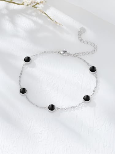 Image of Dorunmo Ankle Bracelet for Women 925 Sterling Silver Natural Stone Bracelet Anklet Summer Beach Jewelry Birthday Gifts for Mom