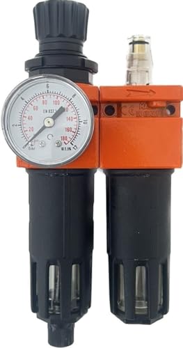 Groupe FRL 1/4 complet avec filtre régulateur lubrificateur et manomètre 0-12 bar