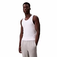 Calvin Klein Men's Cotton Microfiber Stretch Tank - 3 Pack, White, Large