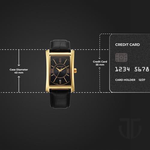 Image of Titan Regalia Allure Analog with Date and Black Dial Black Leather Strap Watch for Men - 10046YL01