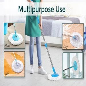 Image of KDJA Spin Mop Stick for Floor Cleaning Without Bucket with Extendable Handle Rod Replace Old Pocha with Easy Mopping Cleaner for Mop & Home, Kitchen ||
