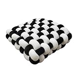 BEIIELA Knot Pillow Meditation Cushion Large Floor Cushions Sitting Funky Throw Pillows Chair Pillows Soft Pad Square Knotted Seat Cushions for Home Decoration Living Room Bedroom Sofa Couch Checkered