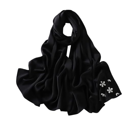 ANKOMINA Women Soft Stitch Diamond Floral Bubble Chiffon Instant Hijab Scarf Fashion Silk Shawl Wraps Muslim Head Scarves